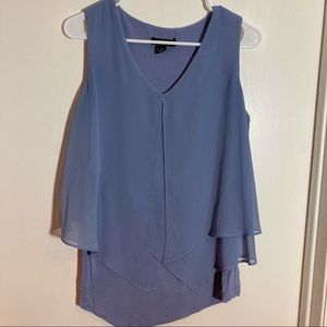 ALYX Sleeveless Blouse Top Blue Layered V Neck‎ Casual Elegant